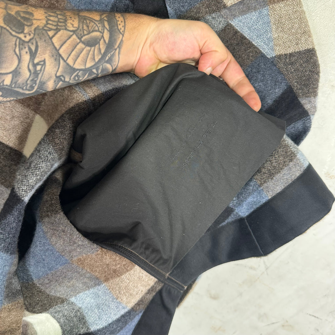 Rick Owens Porterville Wool Strapped Checkered Flannel
