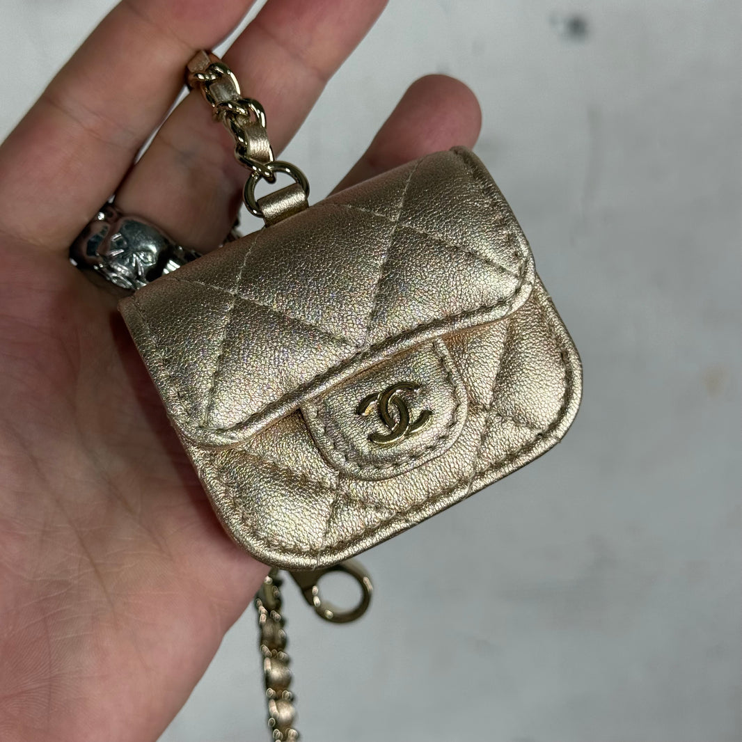 Chanel Mini Quilted Charm Chained Pouches