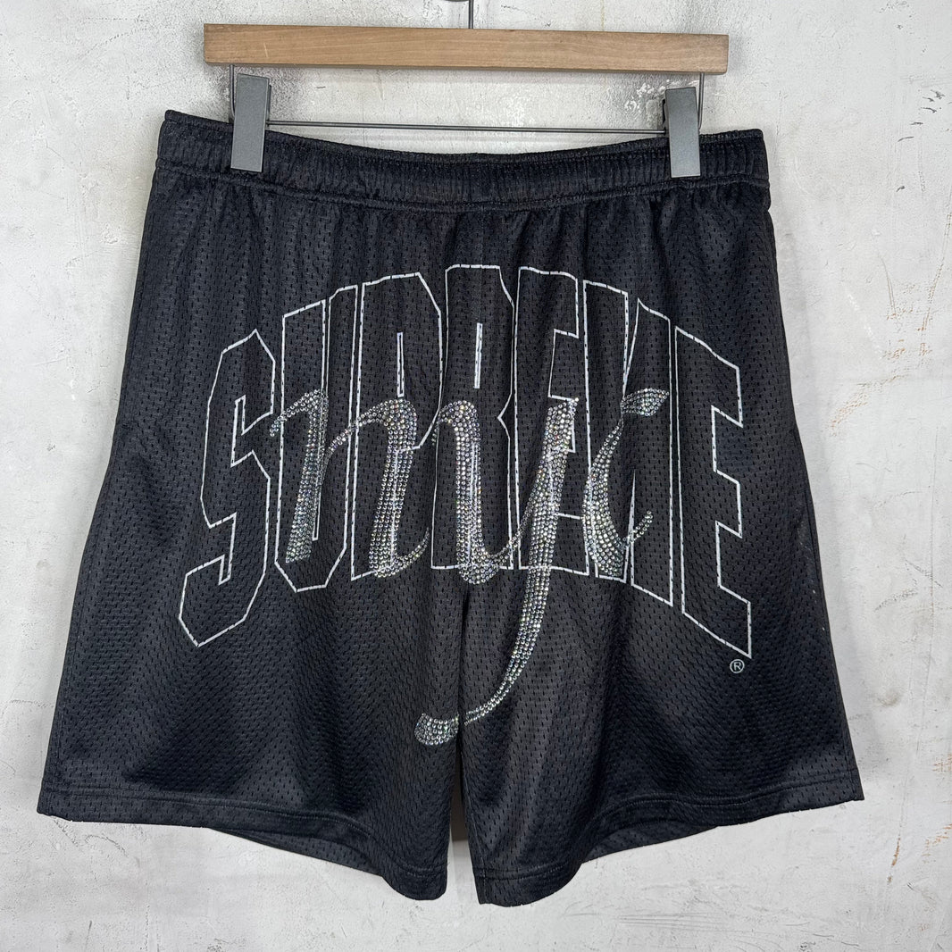 Supreme Rhinestone Script Mesh Shorts