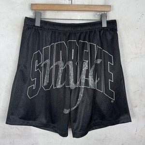Supreme Rhinestone Script Mesh Shorts