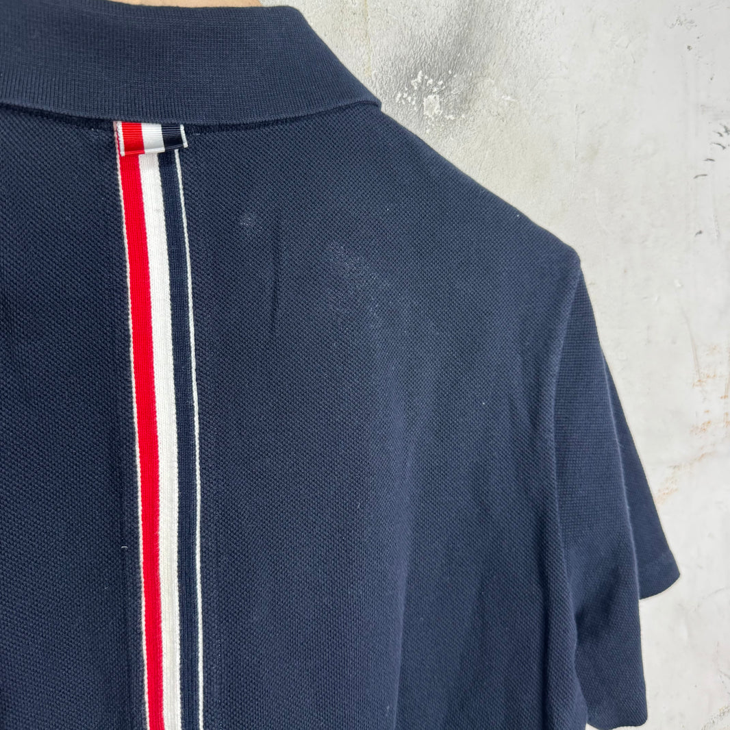 Thom Browne Navy Back Striped Polo