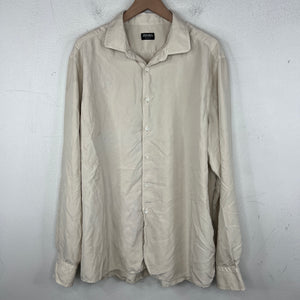 Zegna Beige Silk Button Up Shirt