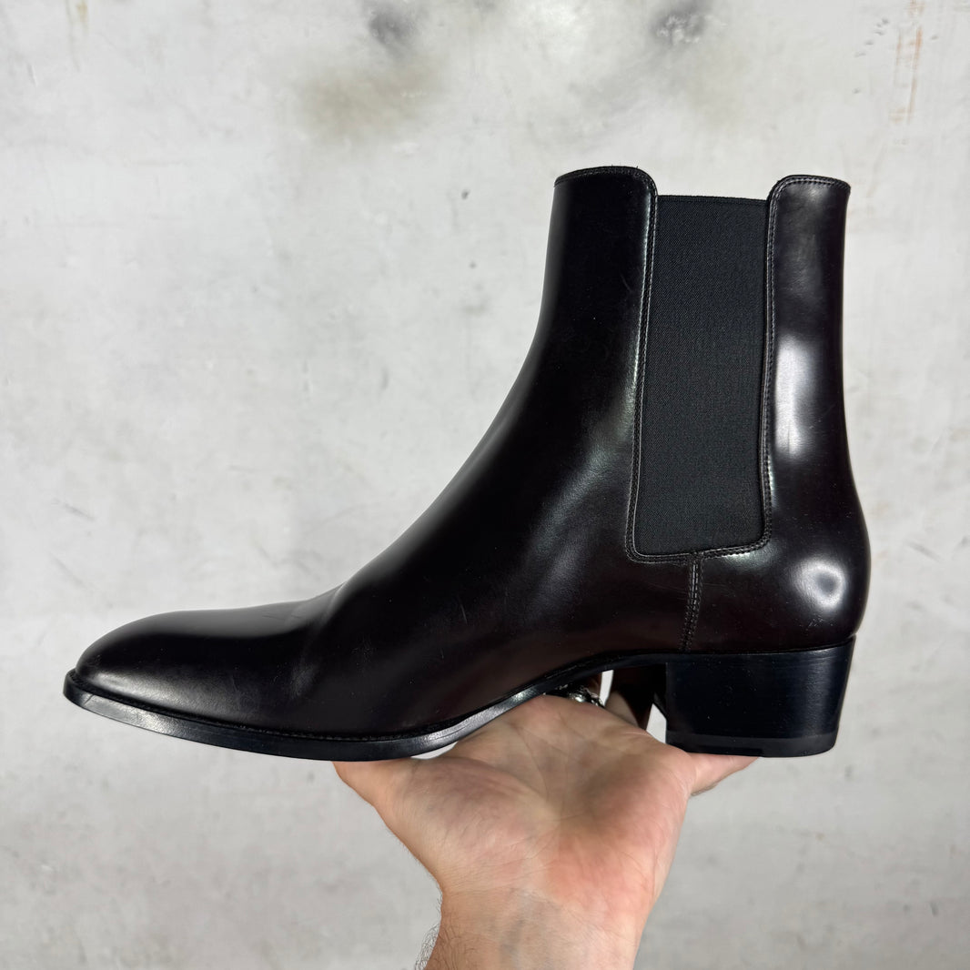 Saint Laurent Dark Brown Leather Wyatt Boots
