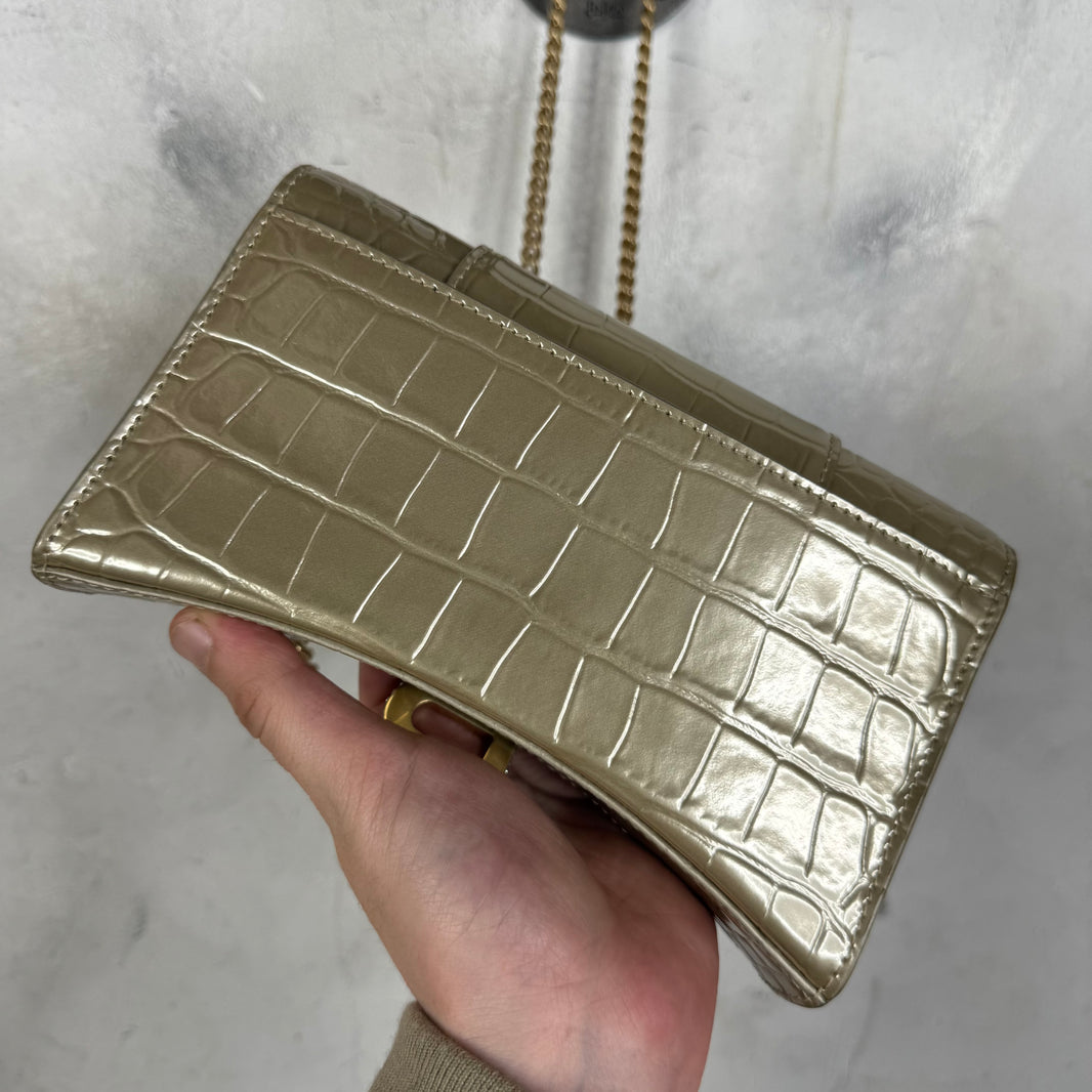 Balenciaga Gold Hourglass Chained Wallet Purse