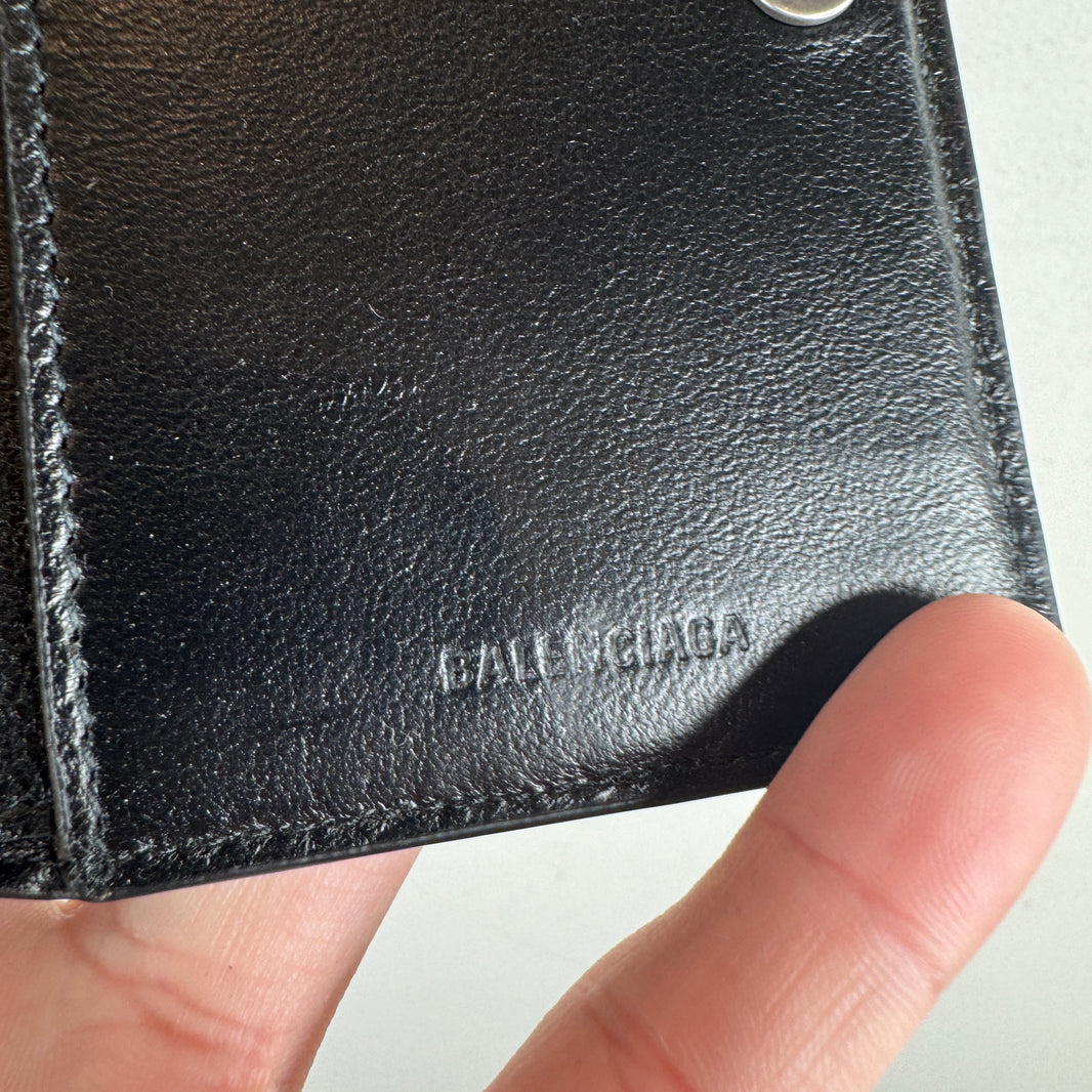 Balenciaga Snap Fold Metal Plaque Croc Wallet
