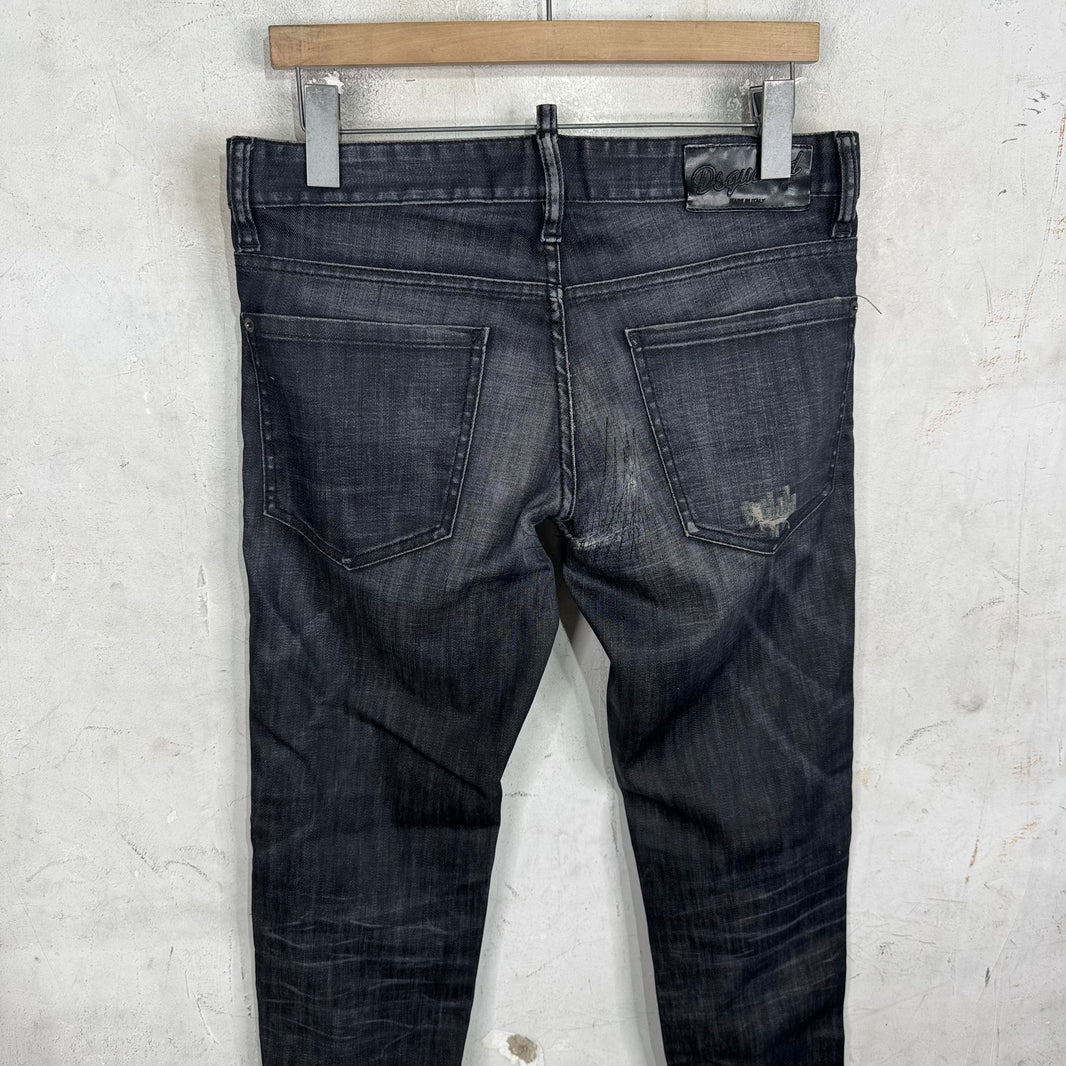 Dsquared Black Slim Repaired Jeans