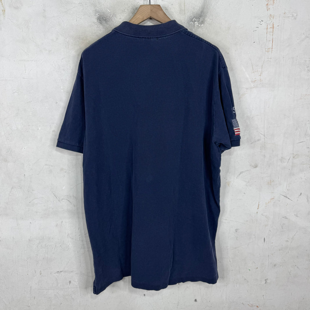Ralph Lauren Distressed Navy/Red USA Sleeve Pony Polo