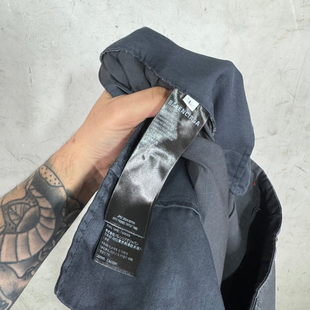 Balenciaga Grey Distressed Ripstop Convertible Cargos