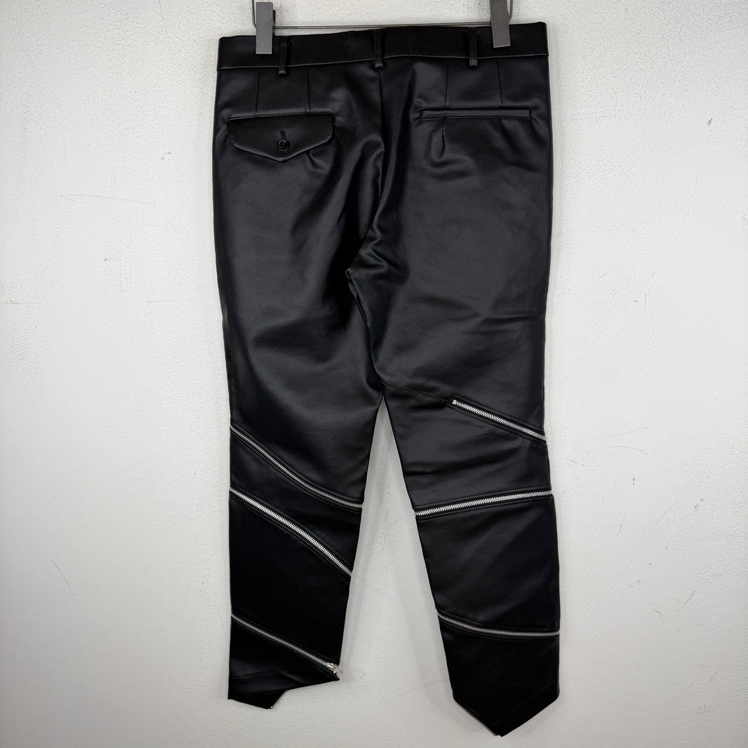 CDG Faux Leather Zip Pants