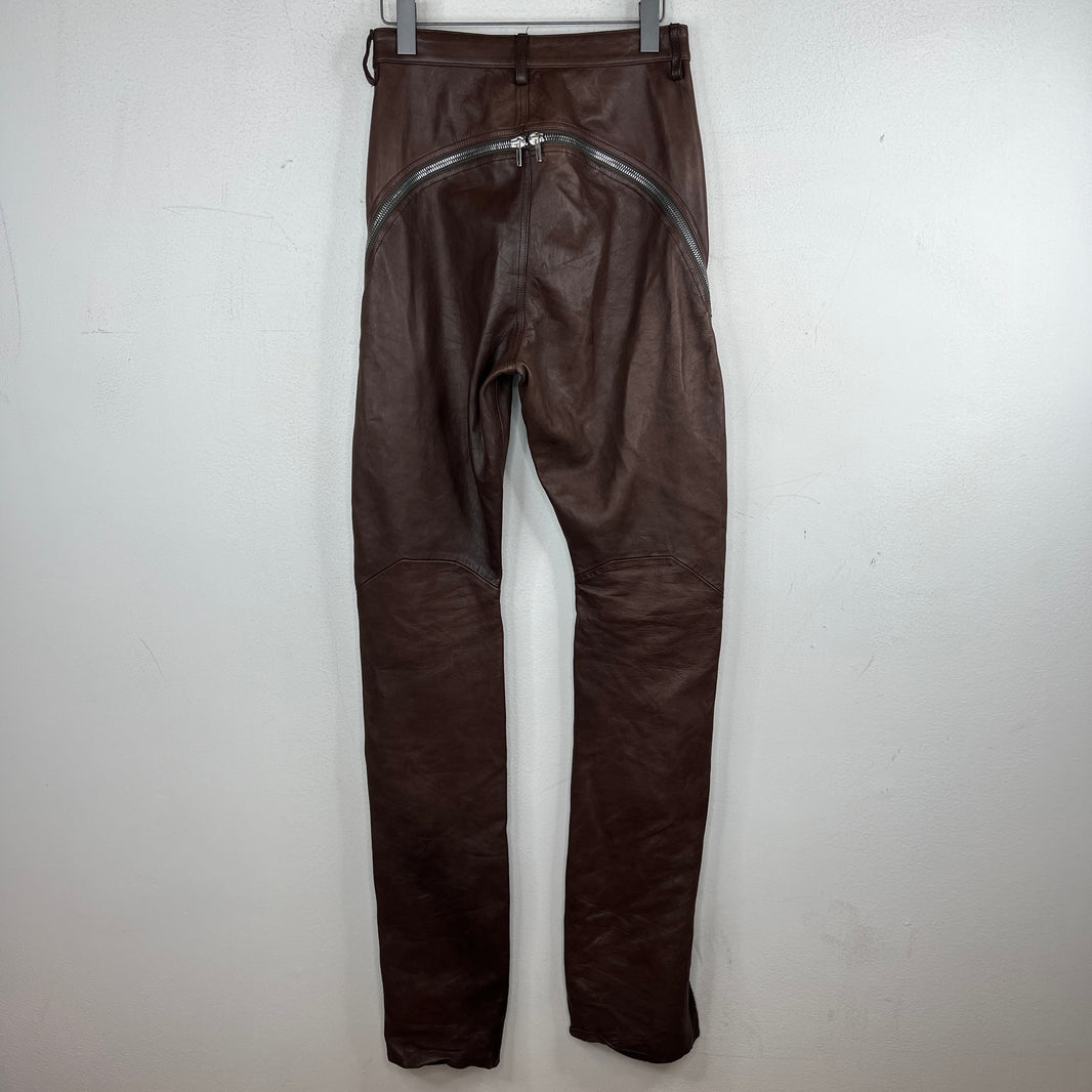 Rick Owens Brown Leather Banana Bolan Pants