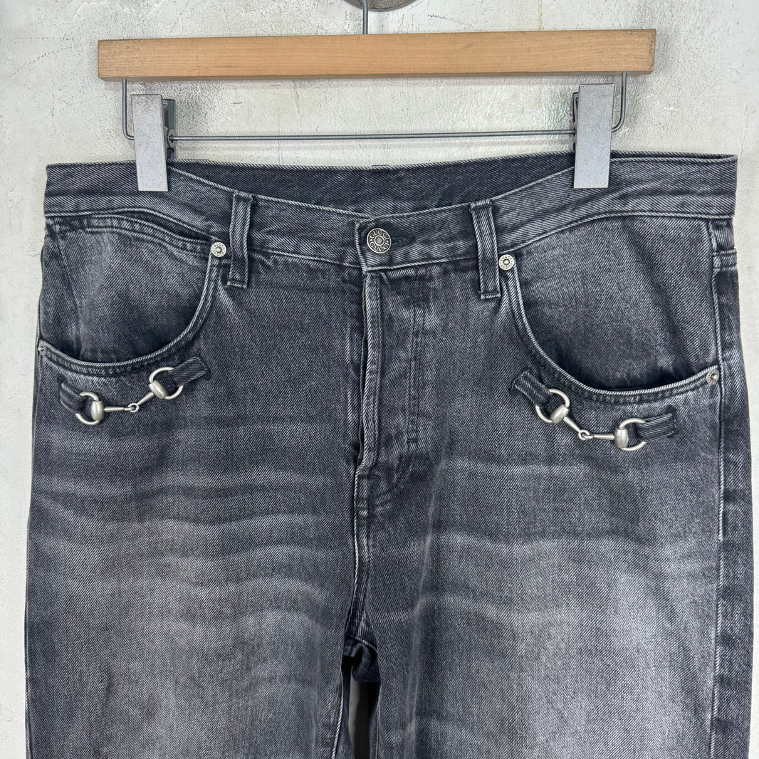 Gucci Charcoal Wash Horse Bit Jeans
