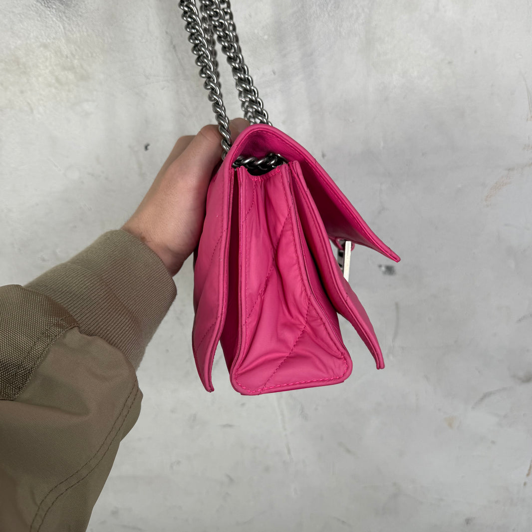Balenciaga Pink Hourglass Puffy Chained Purse