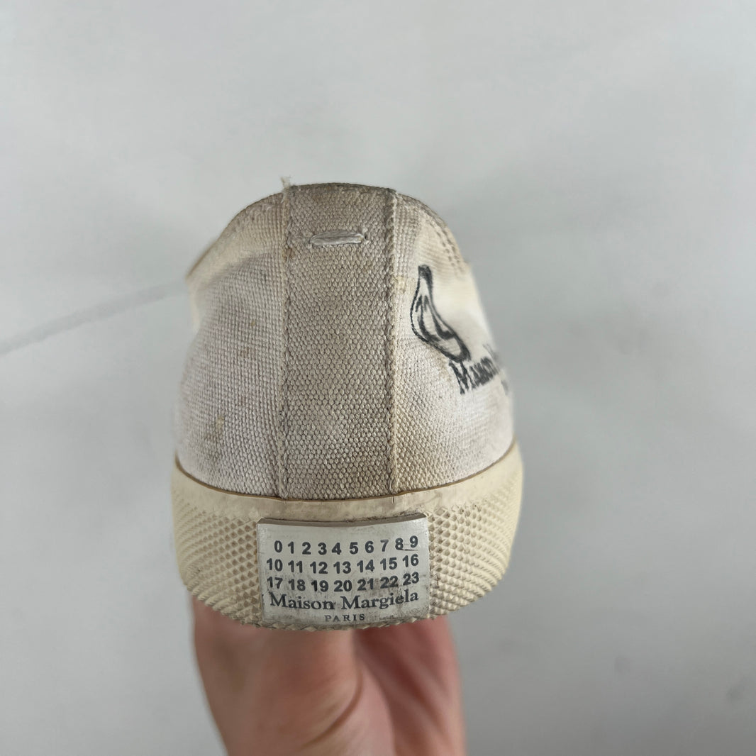 Margiela White Painted Tabi Sneakers