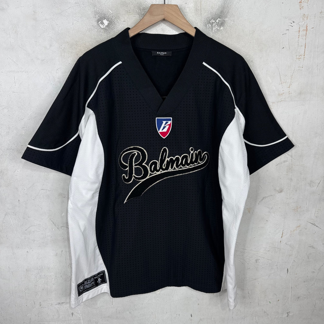 Balmain Chenille Logo Mesh Jersey