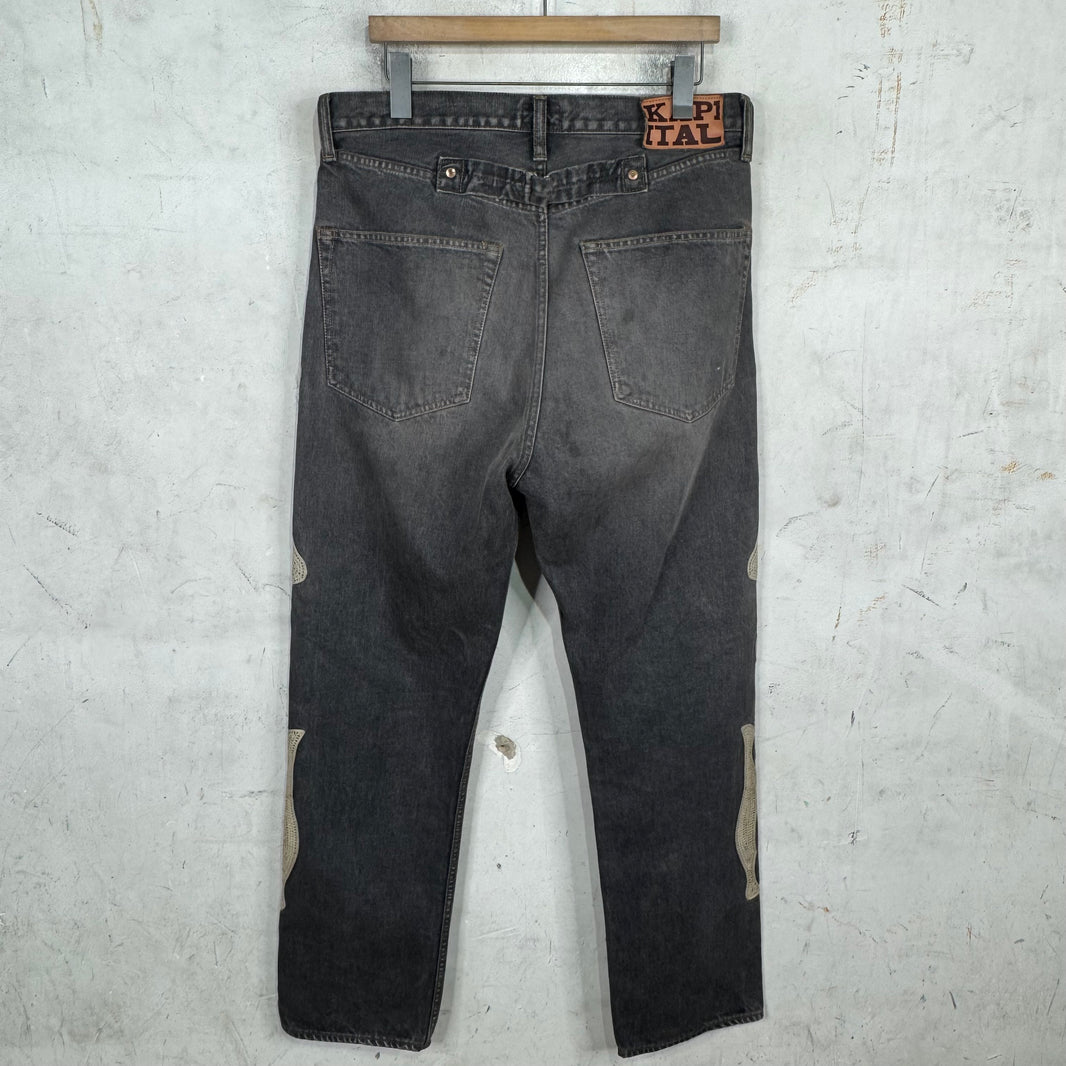 Kapital Charcoal Faded Bone Jeans