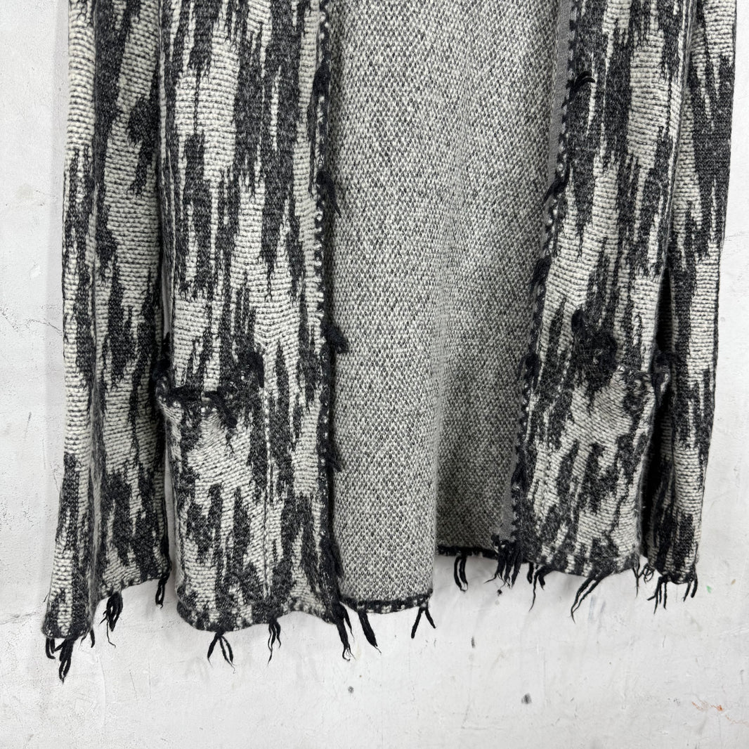Saint Laurent Knitted Patterned Hooded Shawl