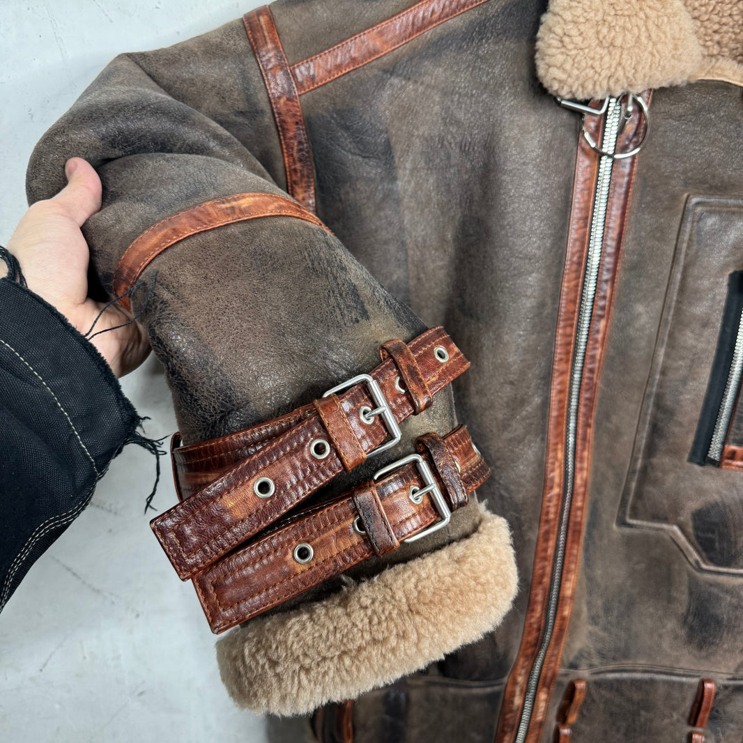 Balmain Leather Shearling Pilot Jacket