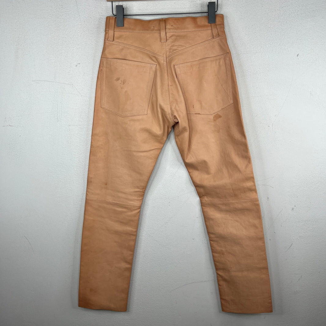 Helmut Lang Peach Leather Slim Pants