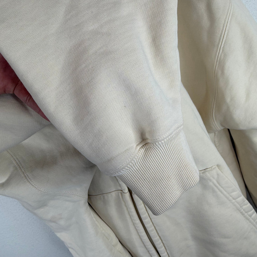 Balenciaga Cream Back Logo Zip-Up Hoodie