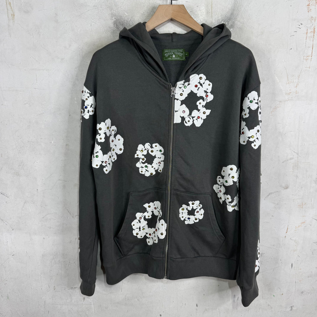 Denim Tears Rhinestone Wreath Zip Hoodie