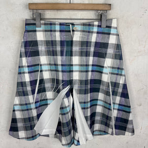 CDG Shirt Printed Plaid Pleated Shorts