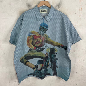 Satoshi Nakamoto Pinstriped Moto Q-Zip Shirt