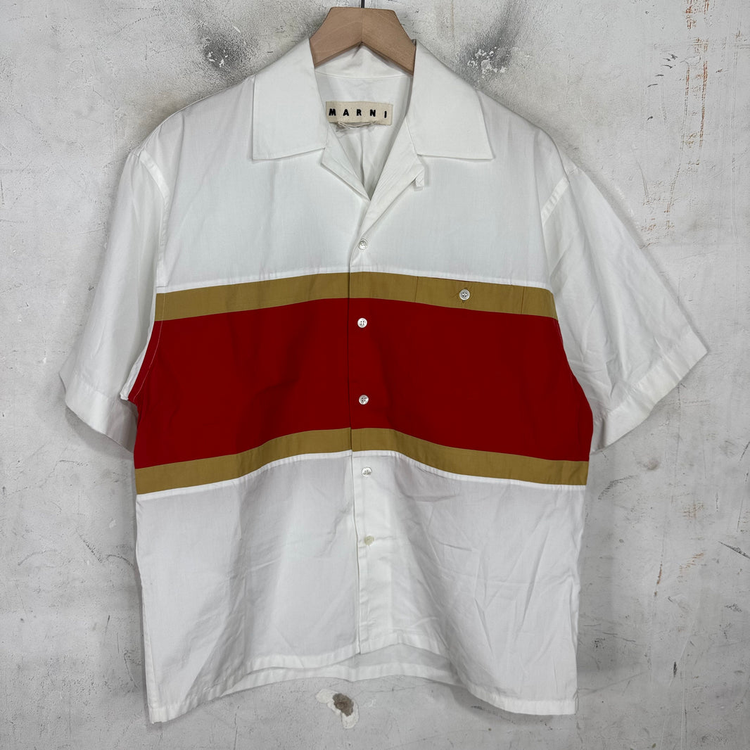 Marni White Striped Pocket S/S Shirt
