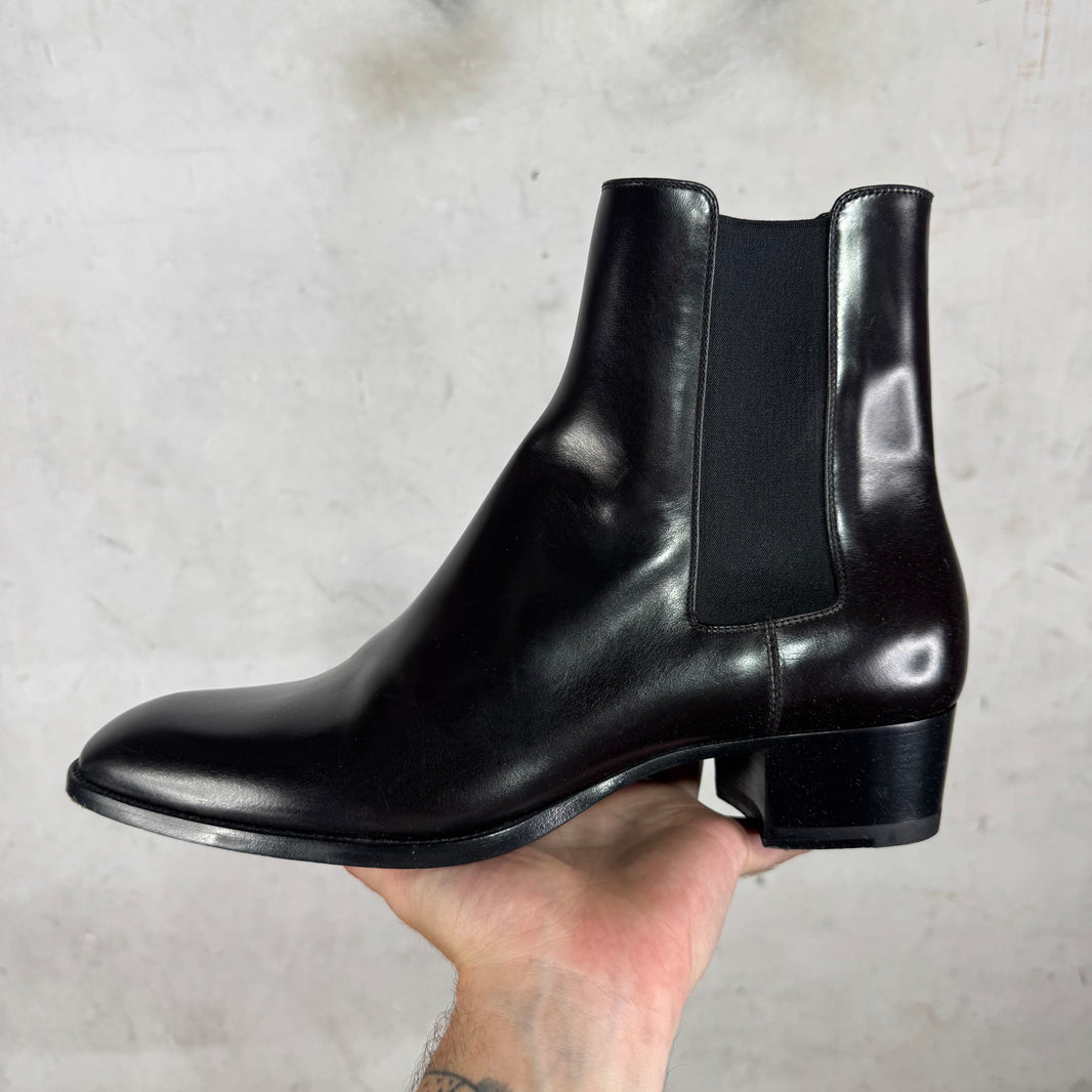 Saint Laurent Dark Brown Leather Wyatt Boots