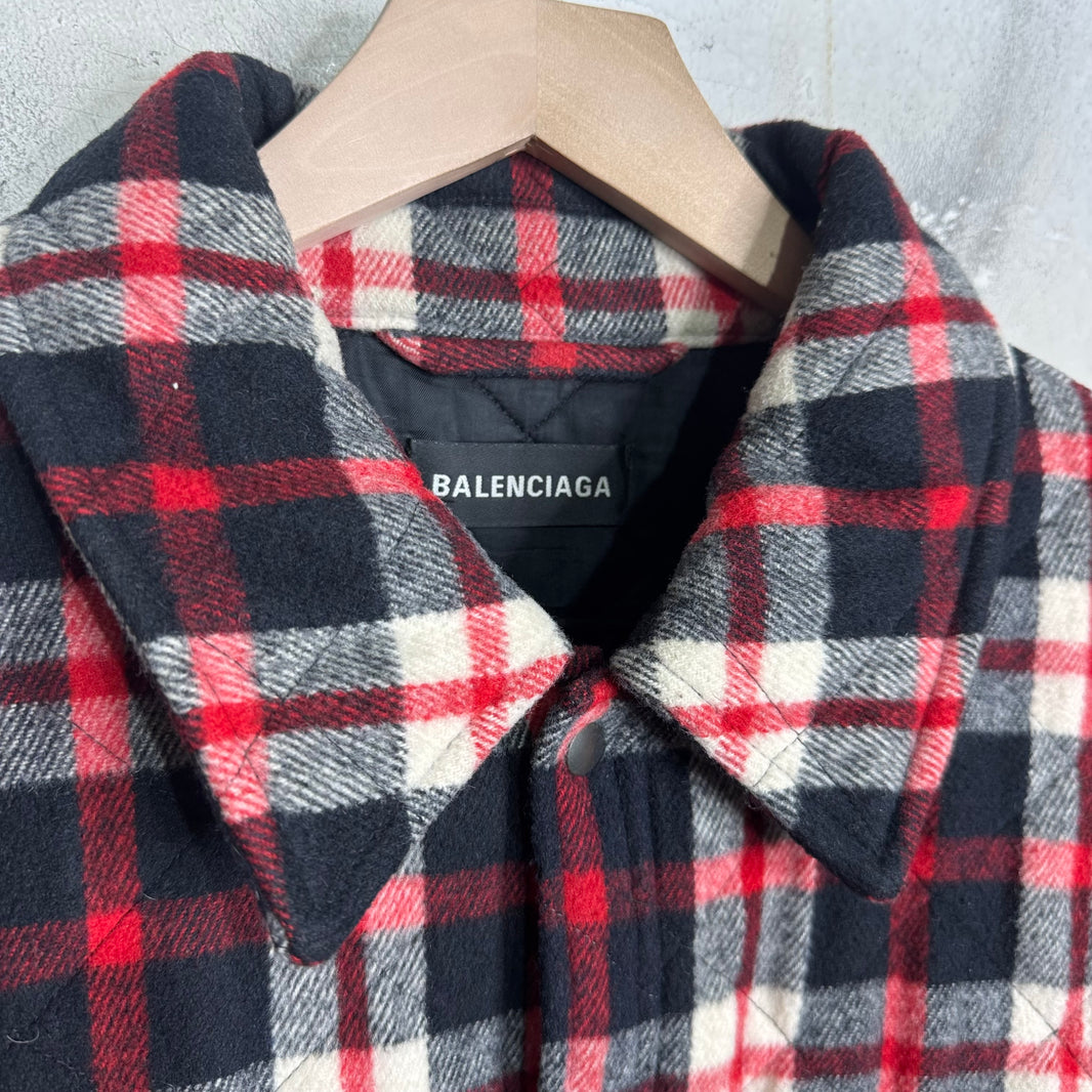 Balenciaga Plaid Heavy Quilted Snap Flannel