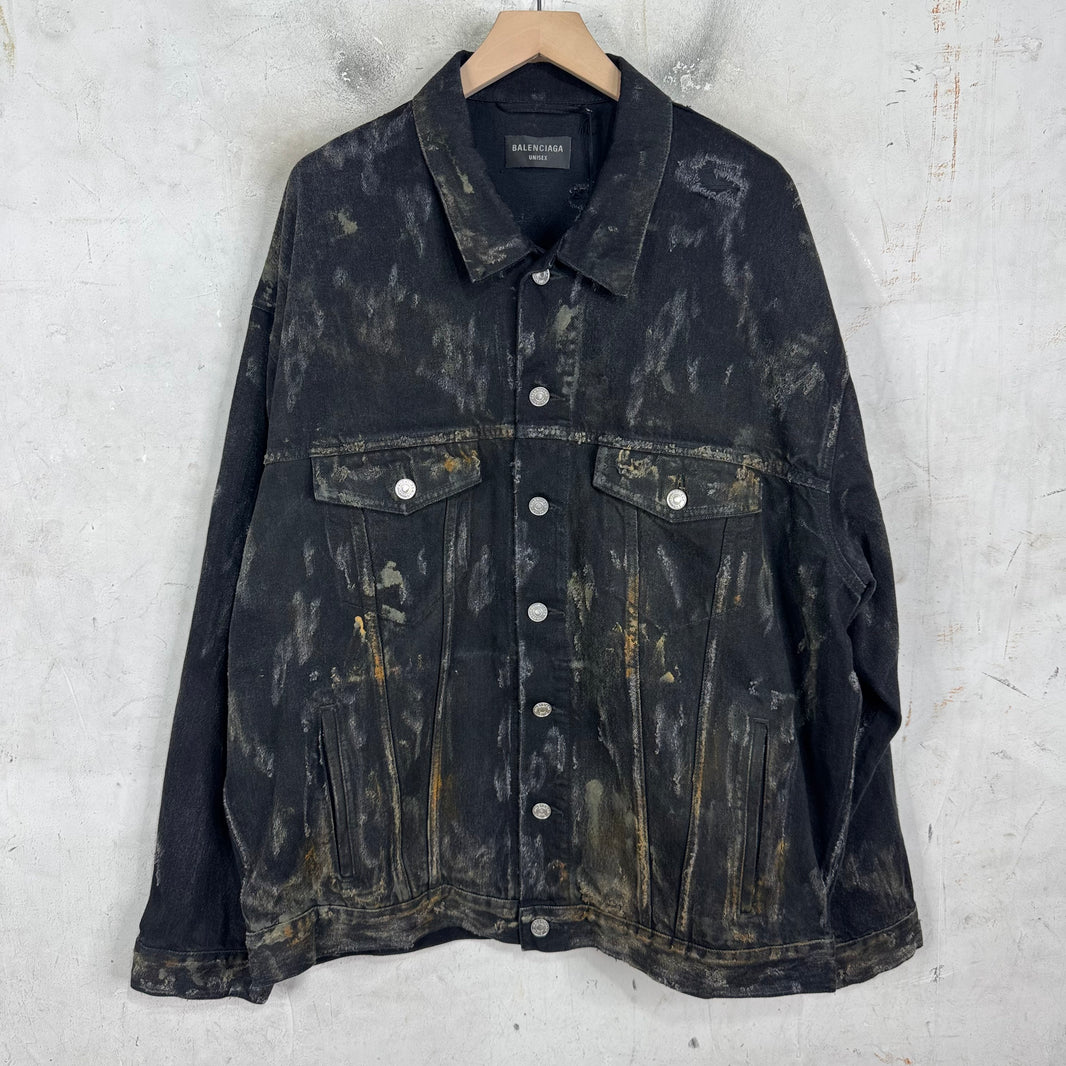 Balenciaga Mud Show Denim Trucker Jacket