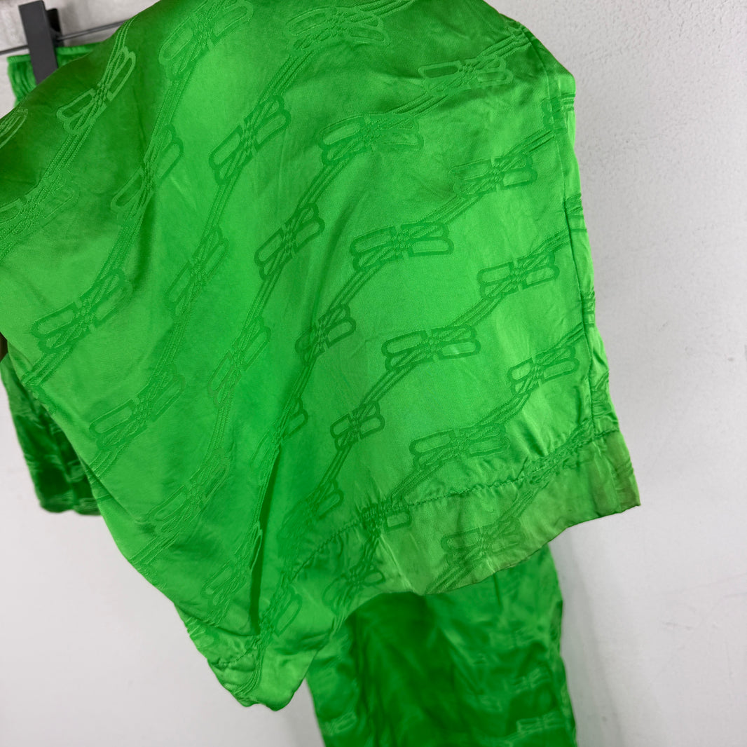 Balenciaga Green BB Monogram Pajama Pants