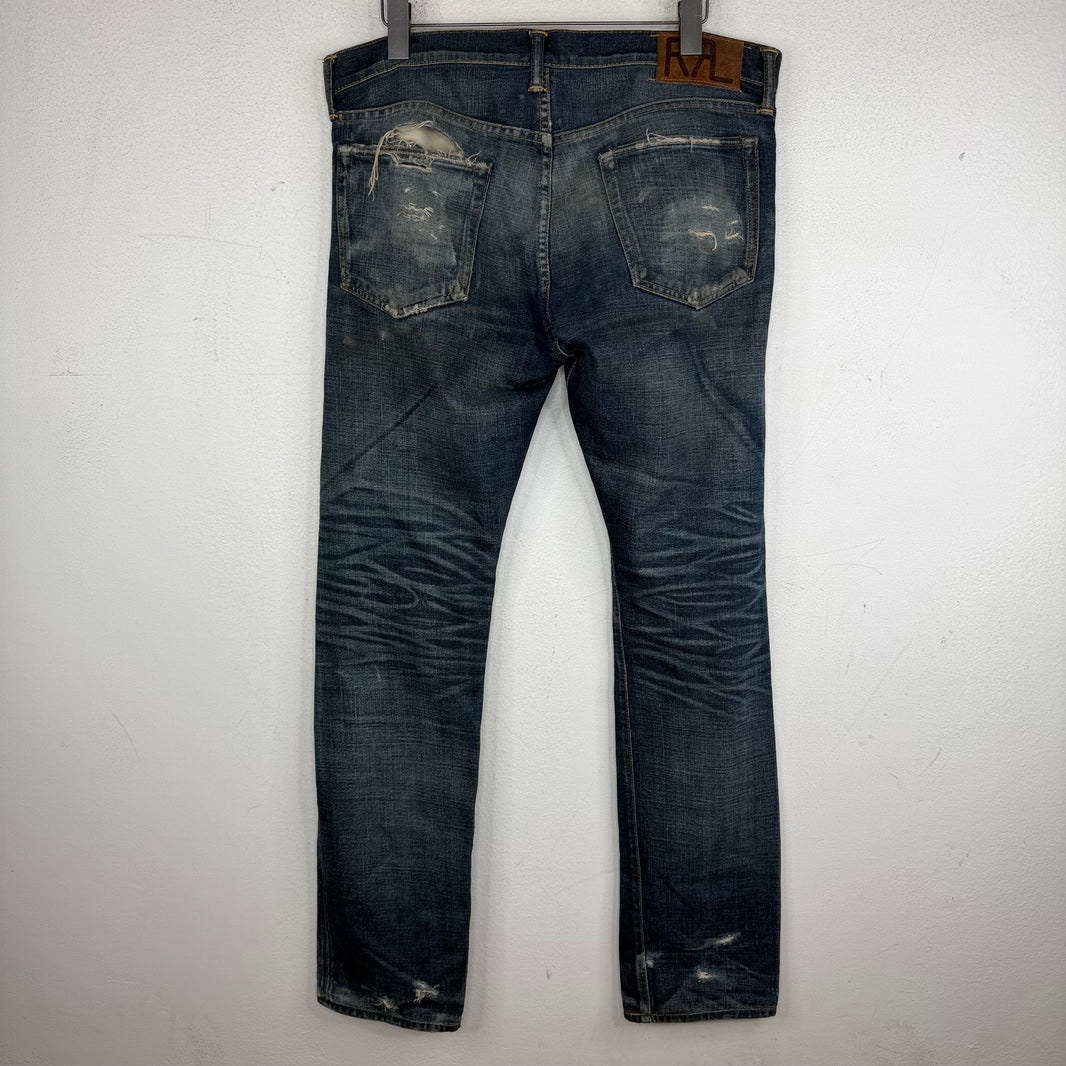 RRL Distressed Slim Fit Jeans