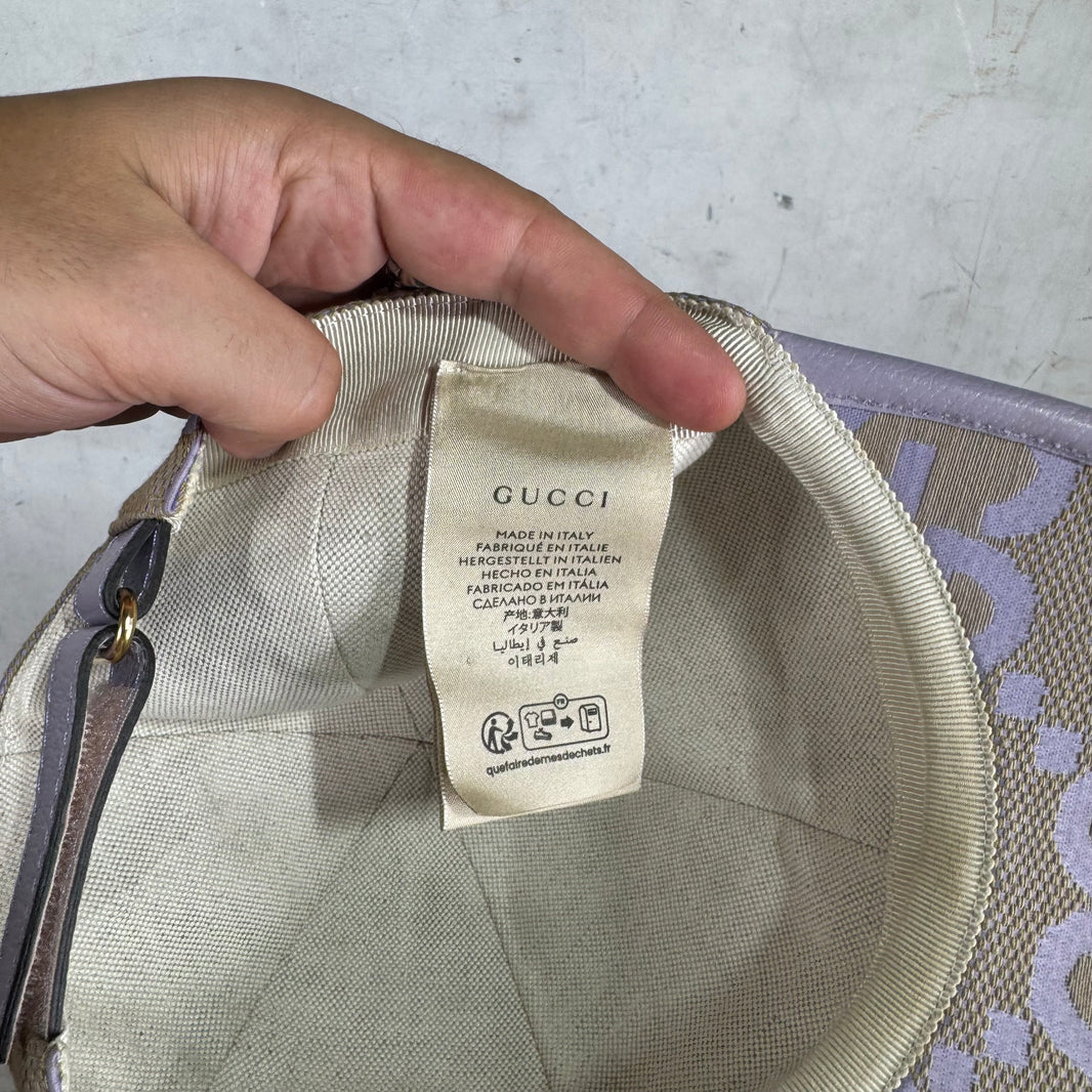 Gucci Beige Purple Monogram Hat