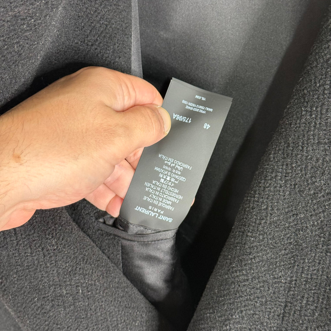 Saint Laurent Black Wool Trench Coat