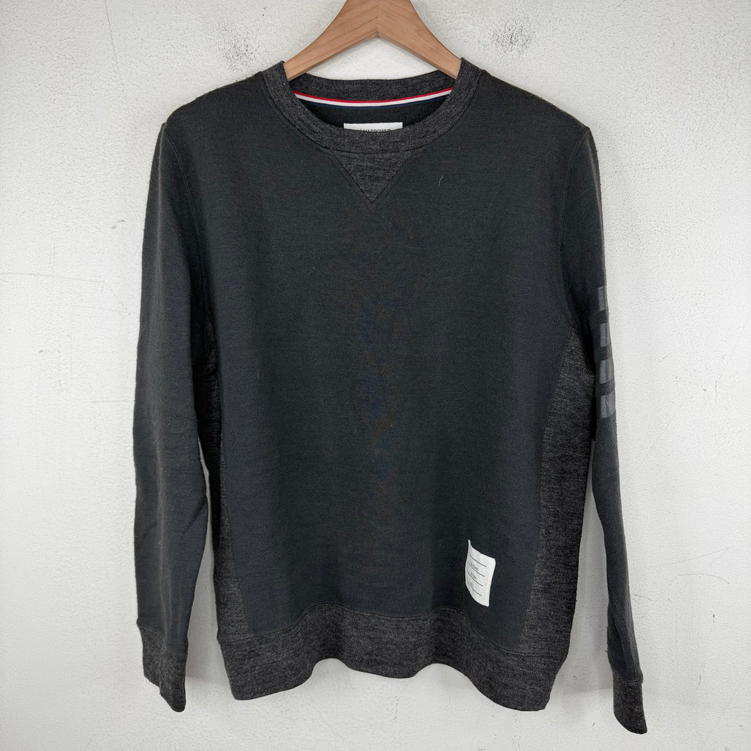 Thom Browne Gray Sleeve Stripe Wool Sweater