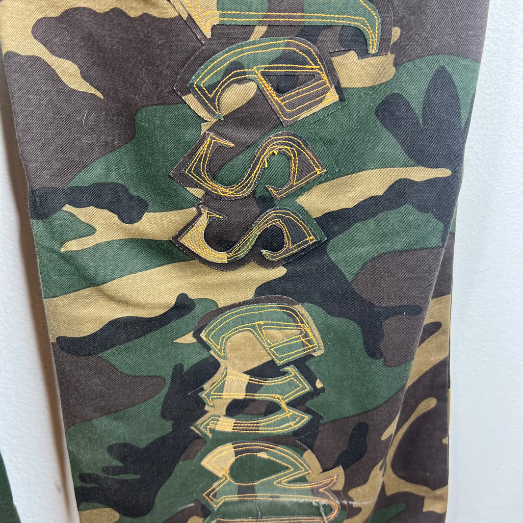 Endless Denim Camo Spellout Trousers