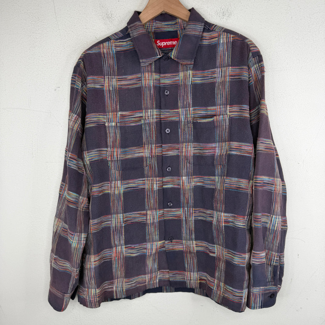 Supreme Purple Multicolor Plaid Button Up Shirt