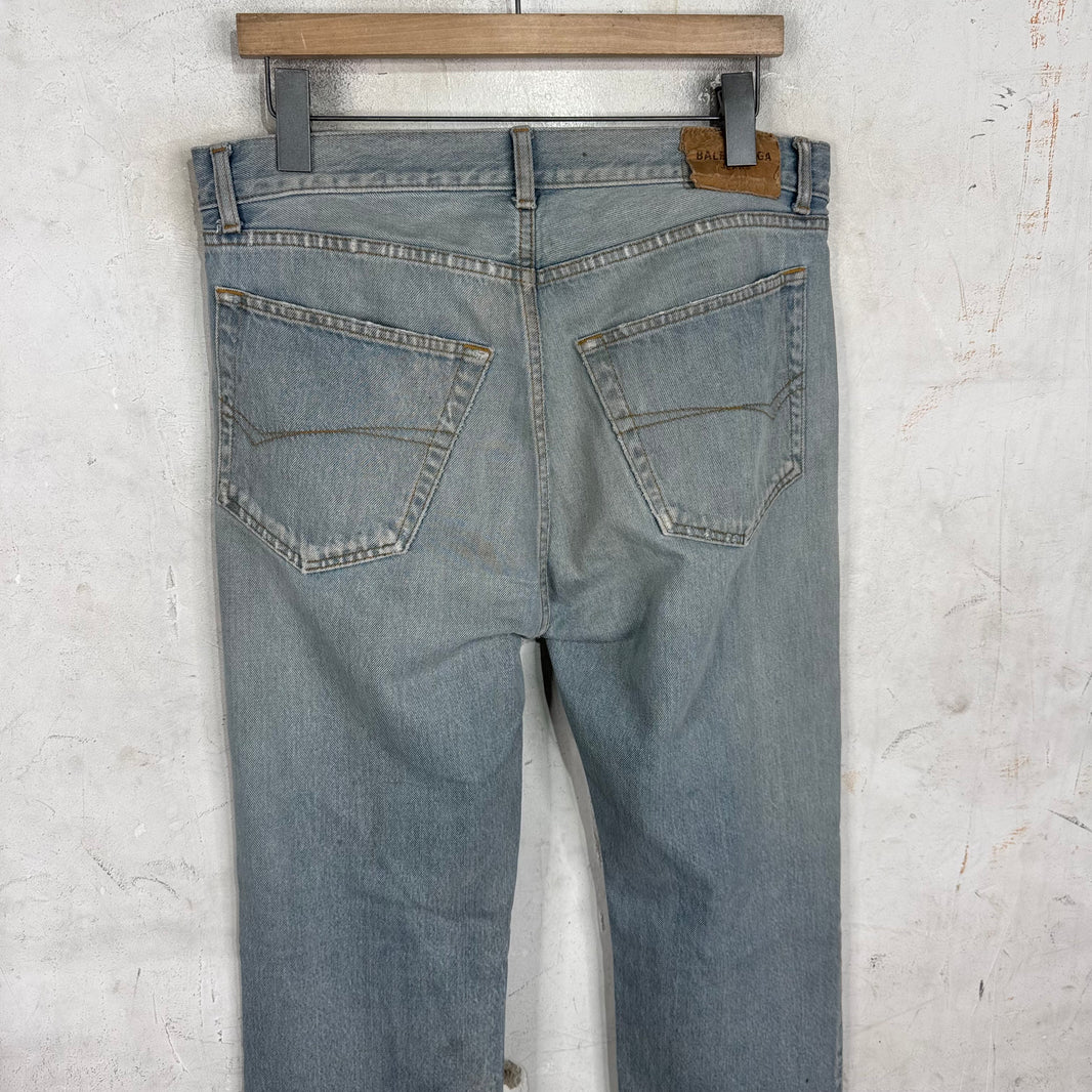 Balenciaga Smoked Muddy Wash Straight Legged Jeans