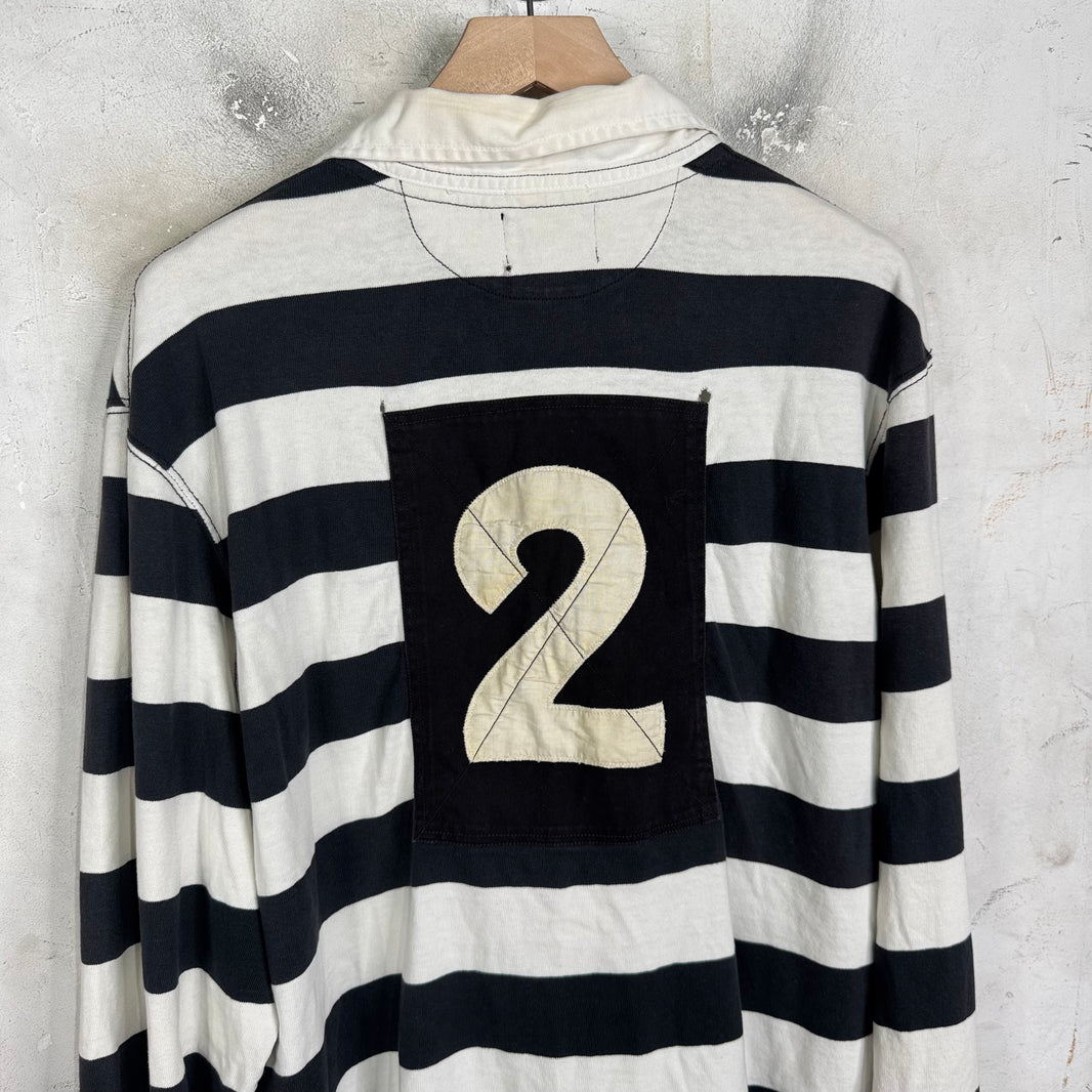 Ralph Lauren Rugby Black Striped Lion Crest L/S Polo