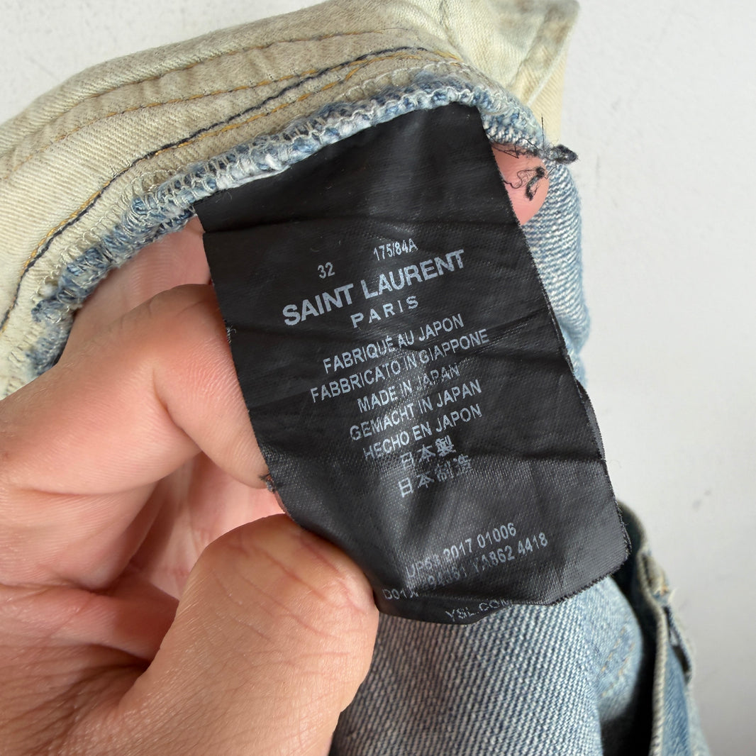 Saint Laurent Light Wash Knee Repair D02 Denim Jeans
