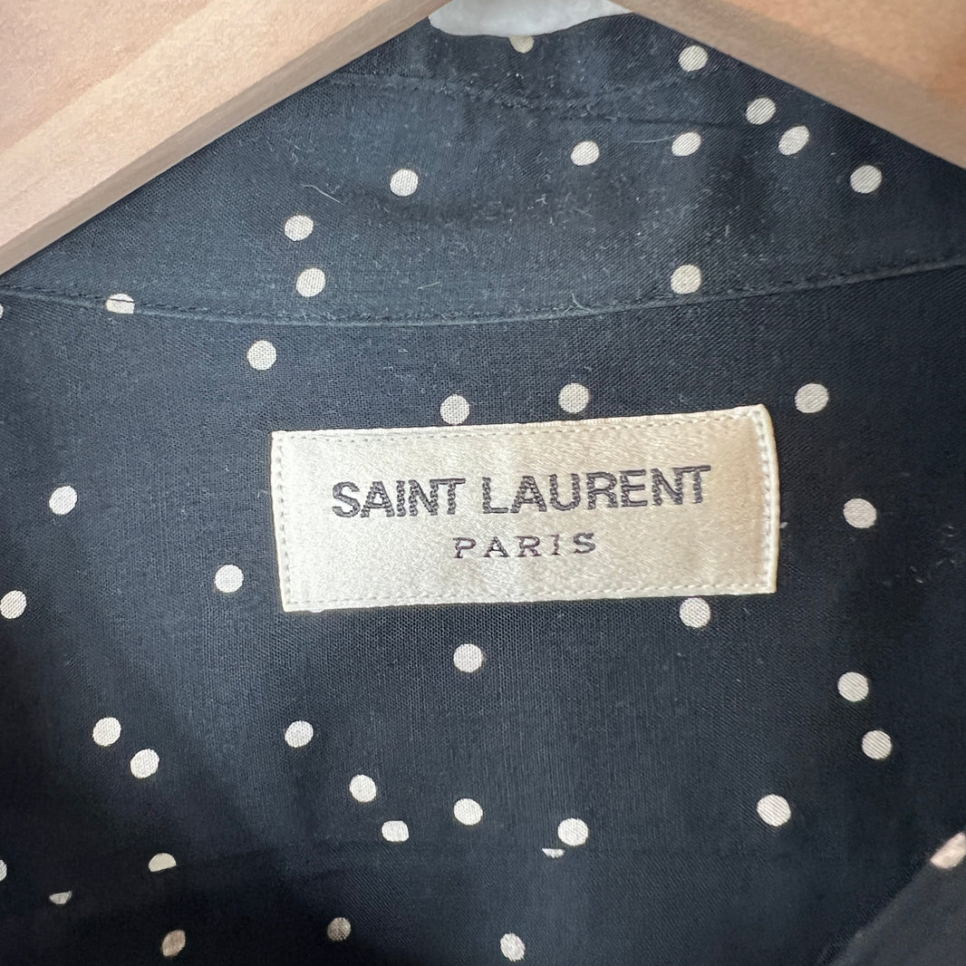 Saint Laurent Black Polka Dot Button Down Shirt