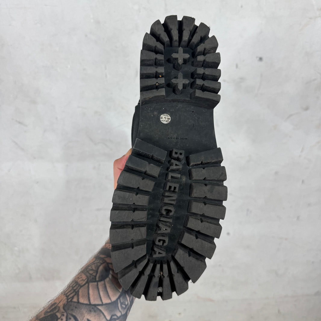 Balenciaga Distressed Canvas Strike Boots