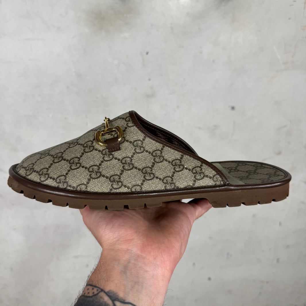 Gucci Monogram Horsebit Slides