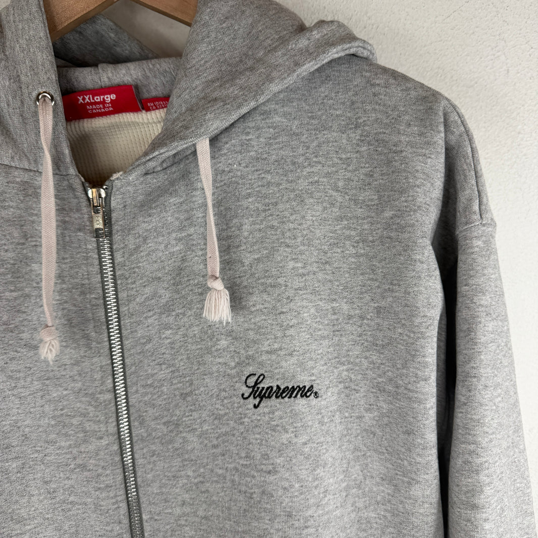 Supreme Hood Logo Thermal Zip Hoodie