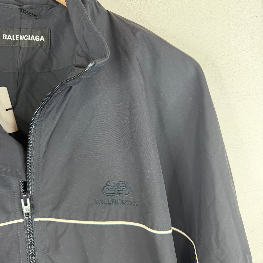 Balenciaga Black Interlock BB Logo Windbreaker Jacket