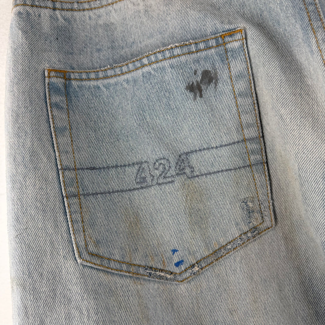424 Distressed Straight Leg Jeans
