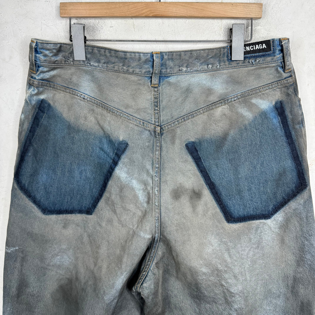 Balenciaga Distressed Mudwash Front Pocket Jeans