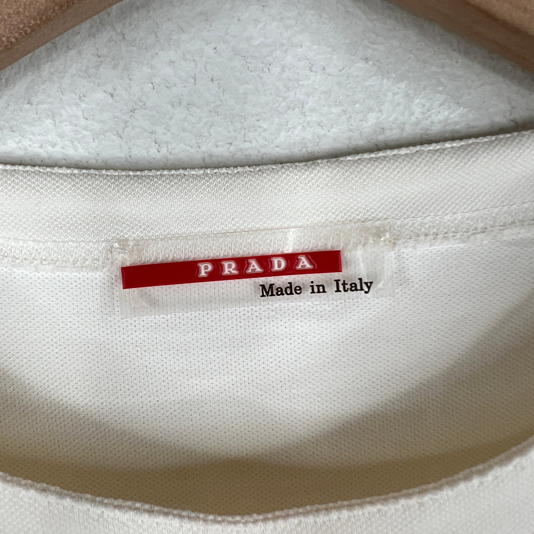 Prada White Zipper Detail T-Shirt