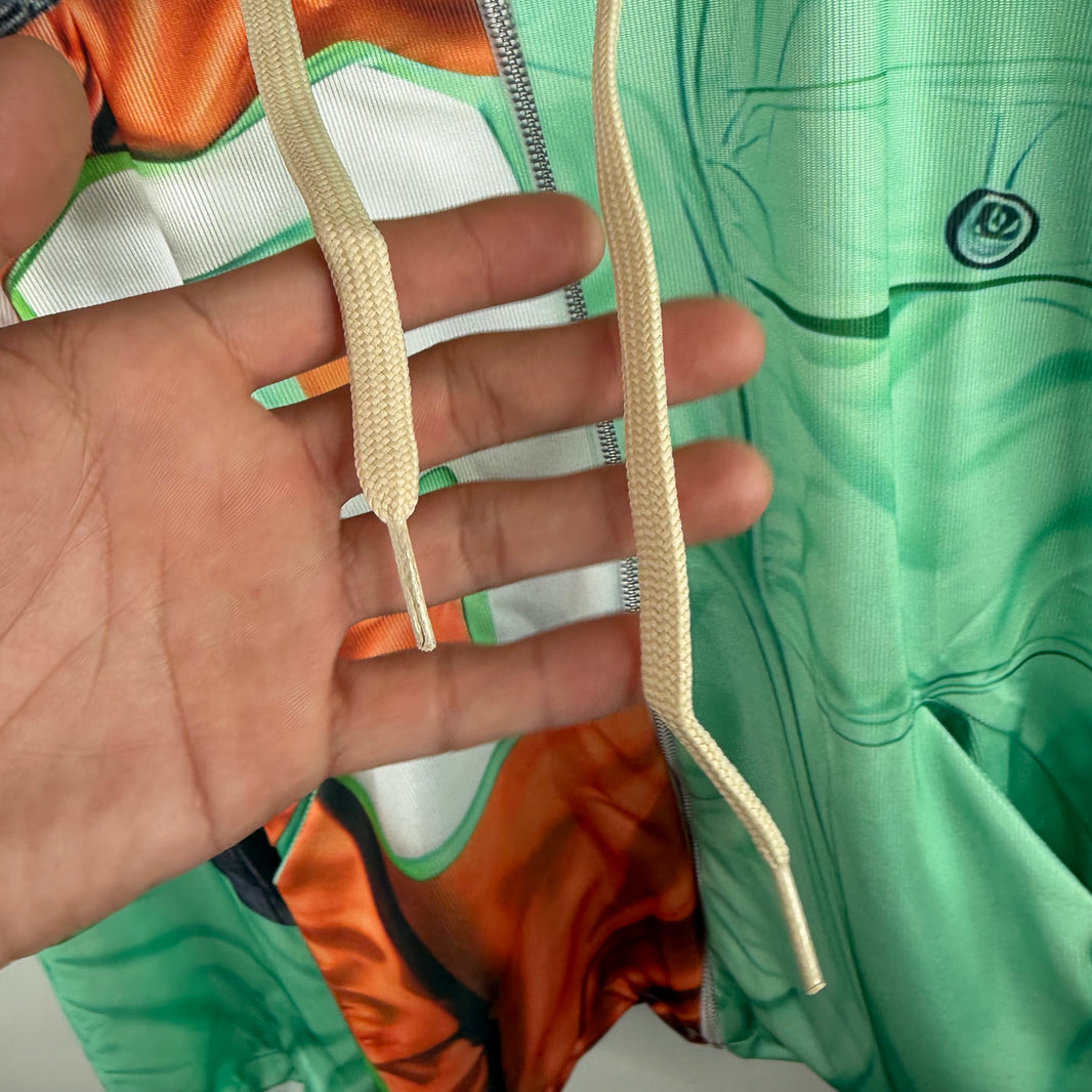 PDFCHANNEL Green/Orange Patchwork Hoodie