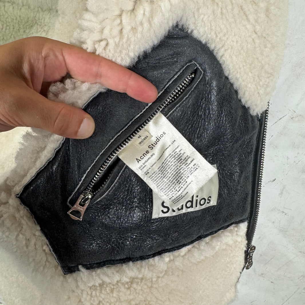 Acne Studios Blisterred Leather Shearling Pilot Jacket